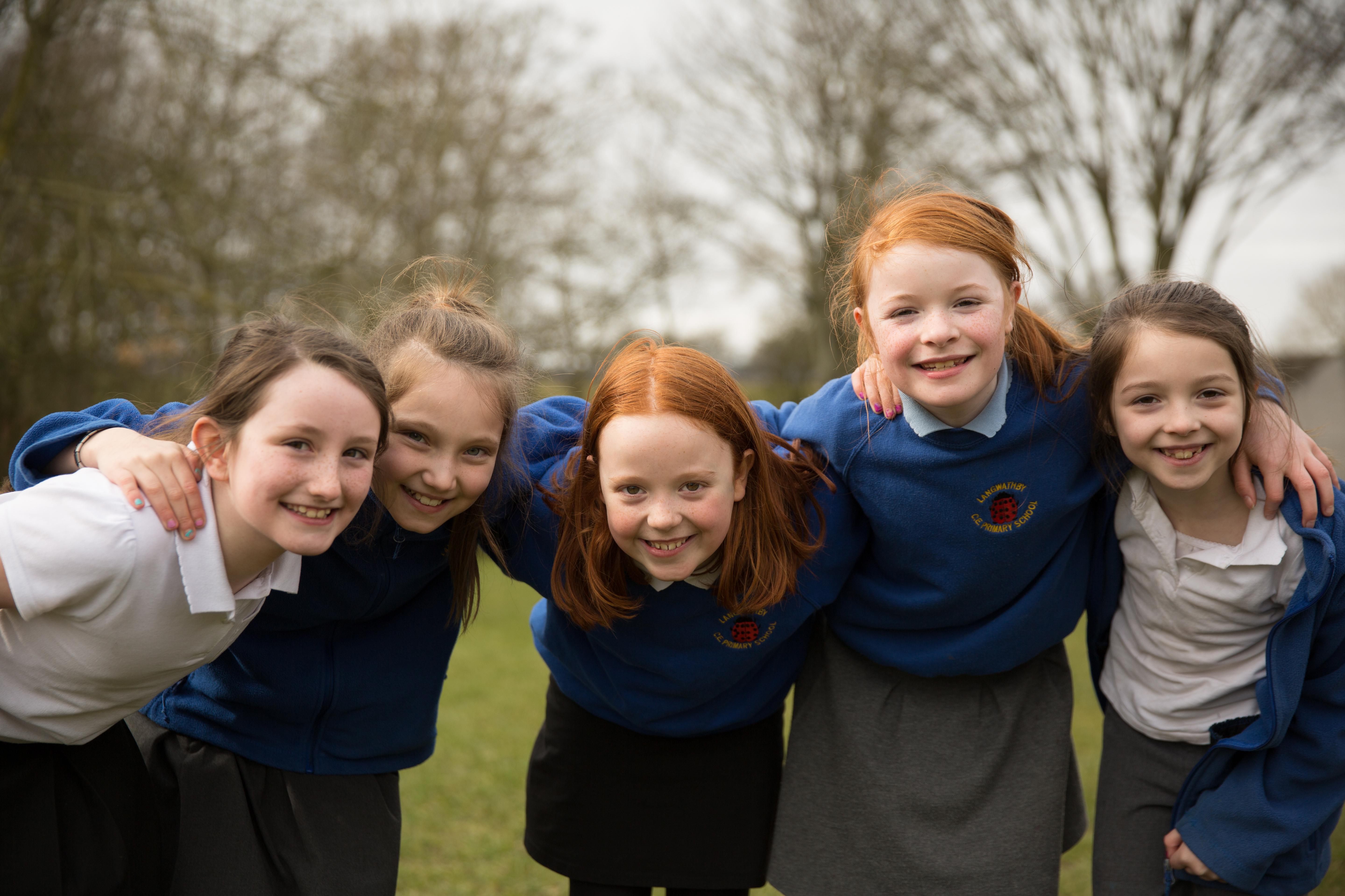 Children attending Langwathby CE Primary in Cumbria